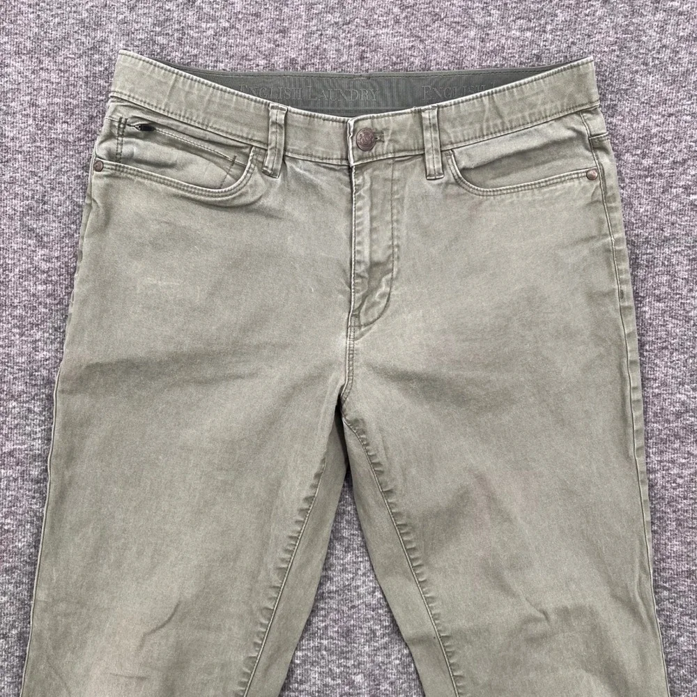 English Laundry Mens 5-Pocket Straight Leg 32 Pants Olive Green‎ Stretch Chino